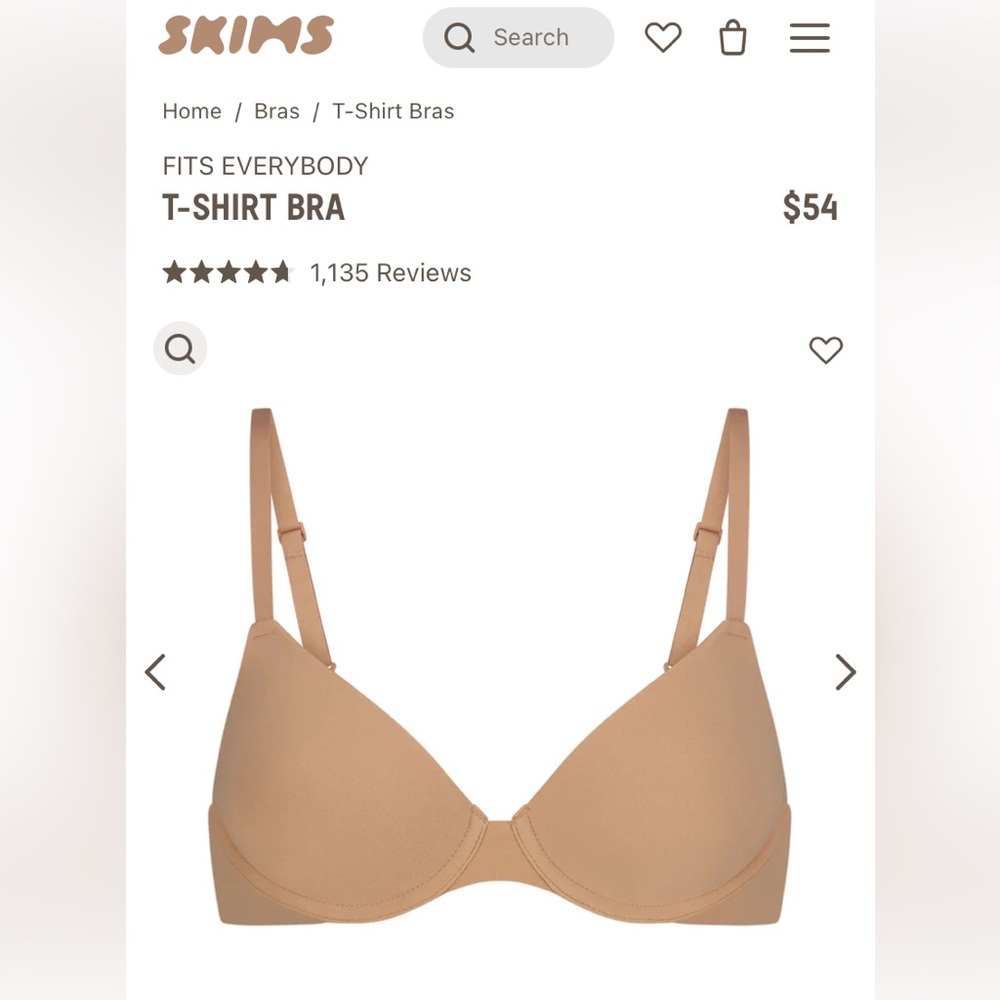NWT 34A SKIMS FITS EVERYBODY T-SHIRT BRA in OCHRE